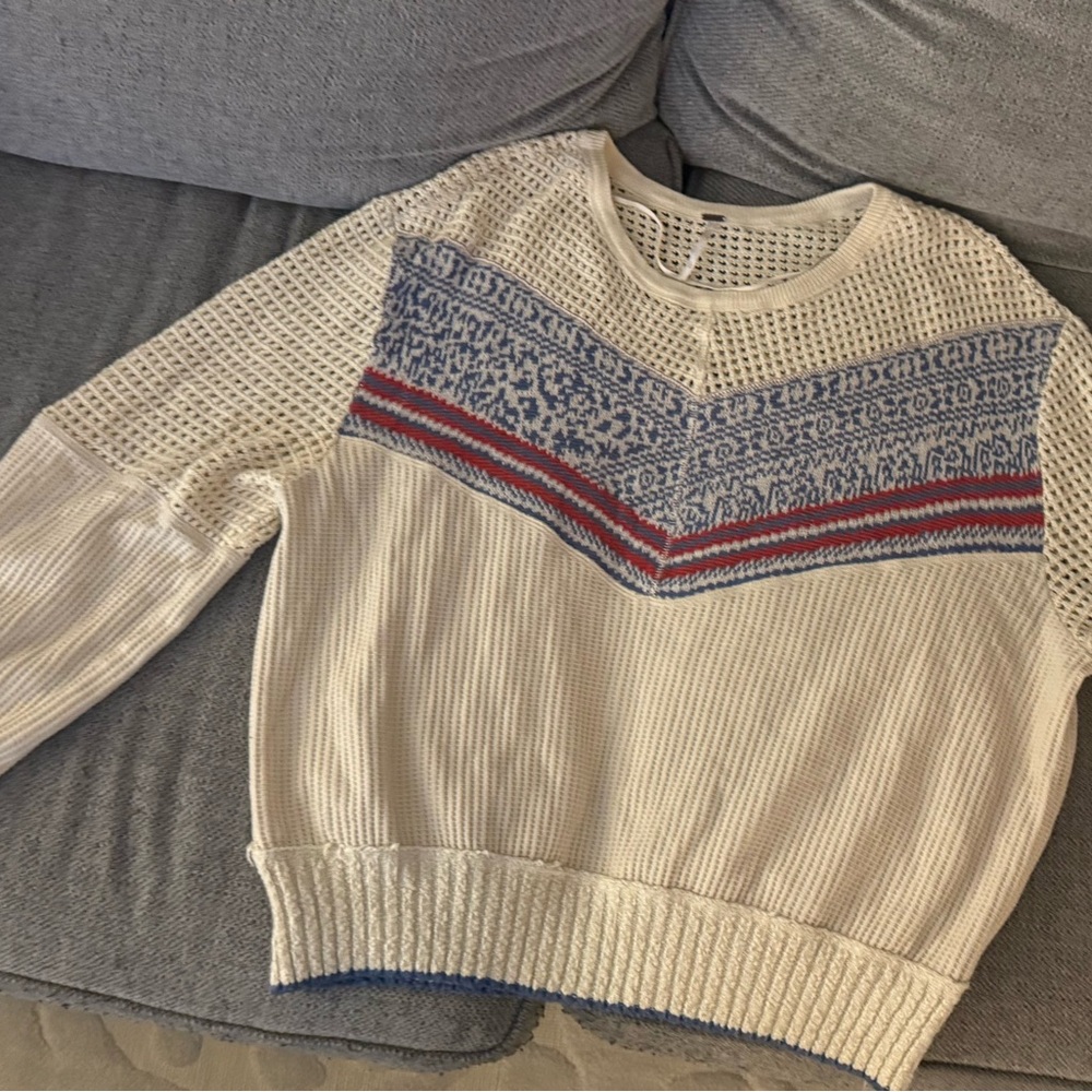 Cozy Knit Sweater with Patterned Yoke - Picture 2 of 6